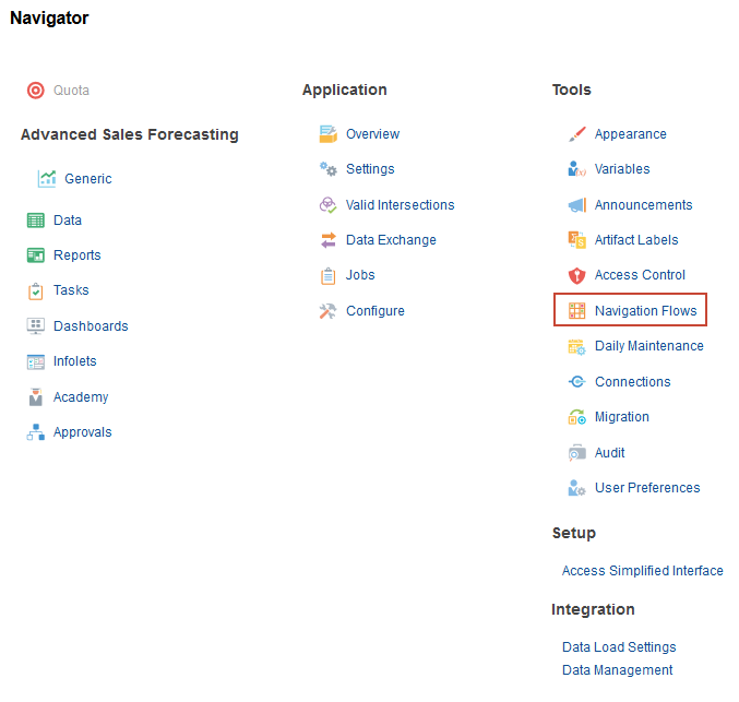 Navigate to Nav Flows