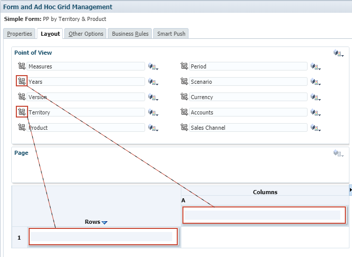 Drag territory to the rows