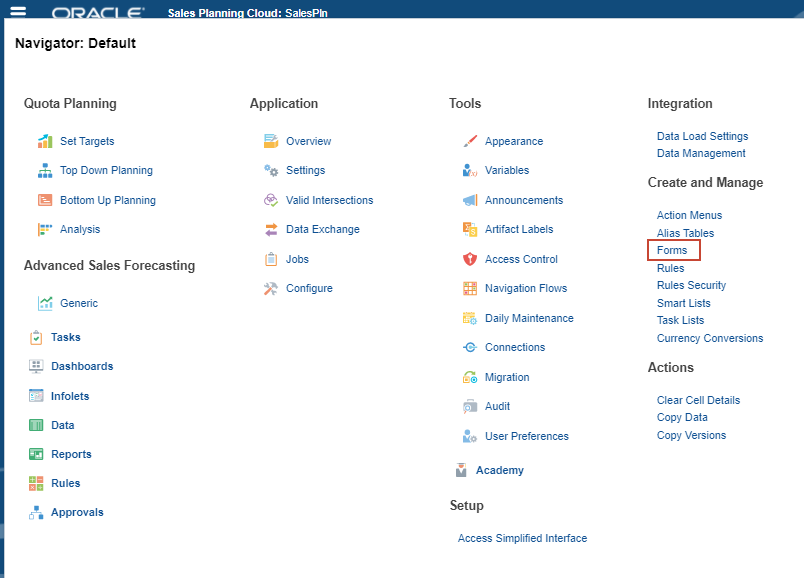 Navigating to Form and Ad Hoc Management