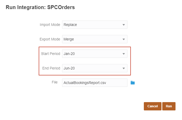 Run Integration options