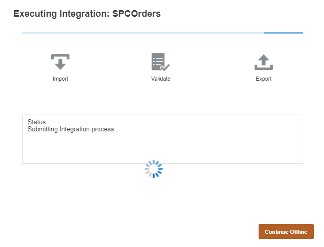 Integration status message