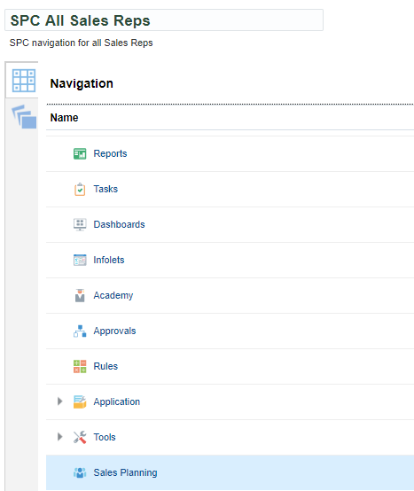 The Sales Planning cluster is added to the bottom of the navigation flow