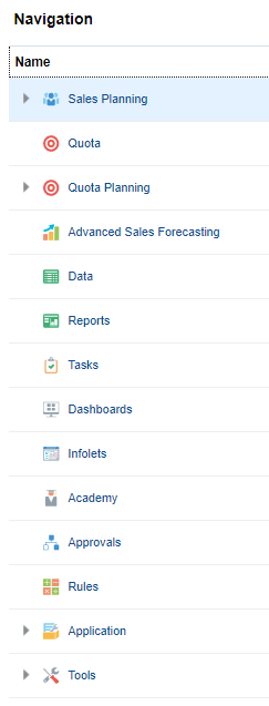 Sales Planning cluster moved up