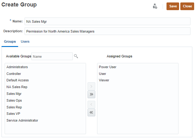 Create Group dialog box