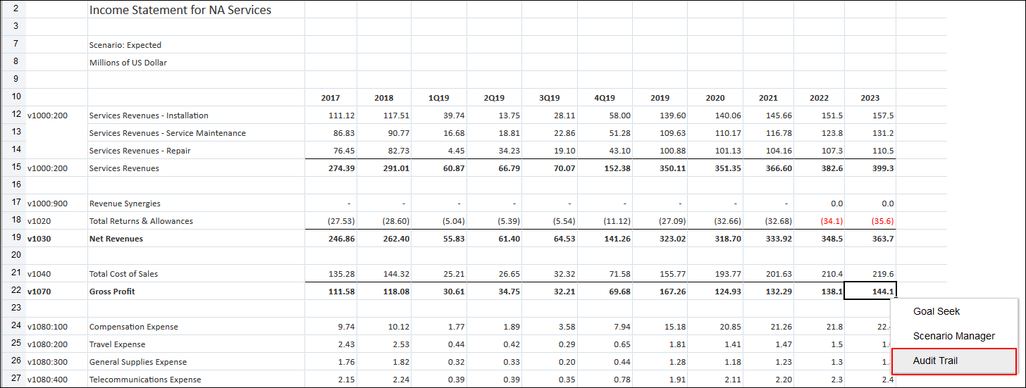 Right Click Menu with Audit Trail