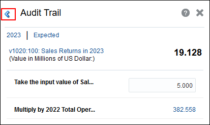 Blue Arrow for Audit Trail Highlighted