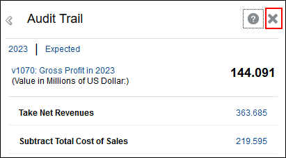 Audit Trail Dialog with Close Highlighted