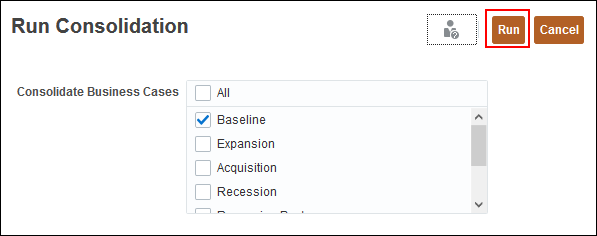 Run Consolidation Dialog