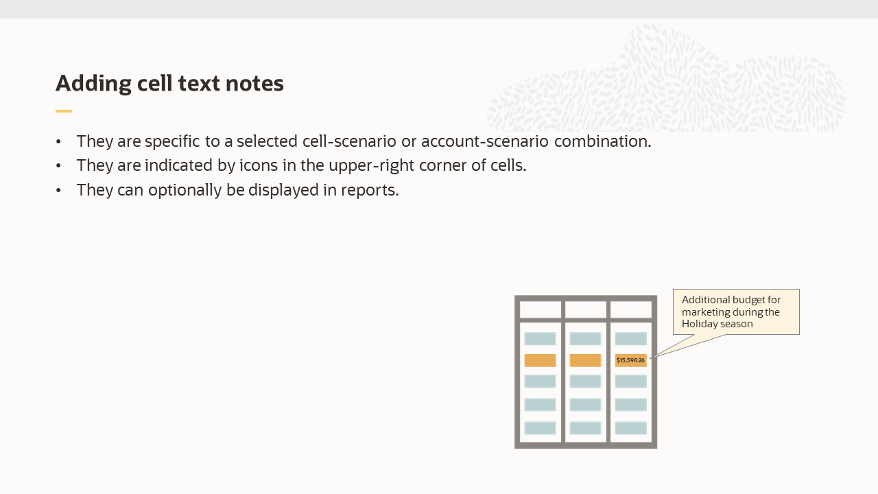 Adding cell text notes