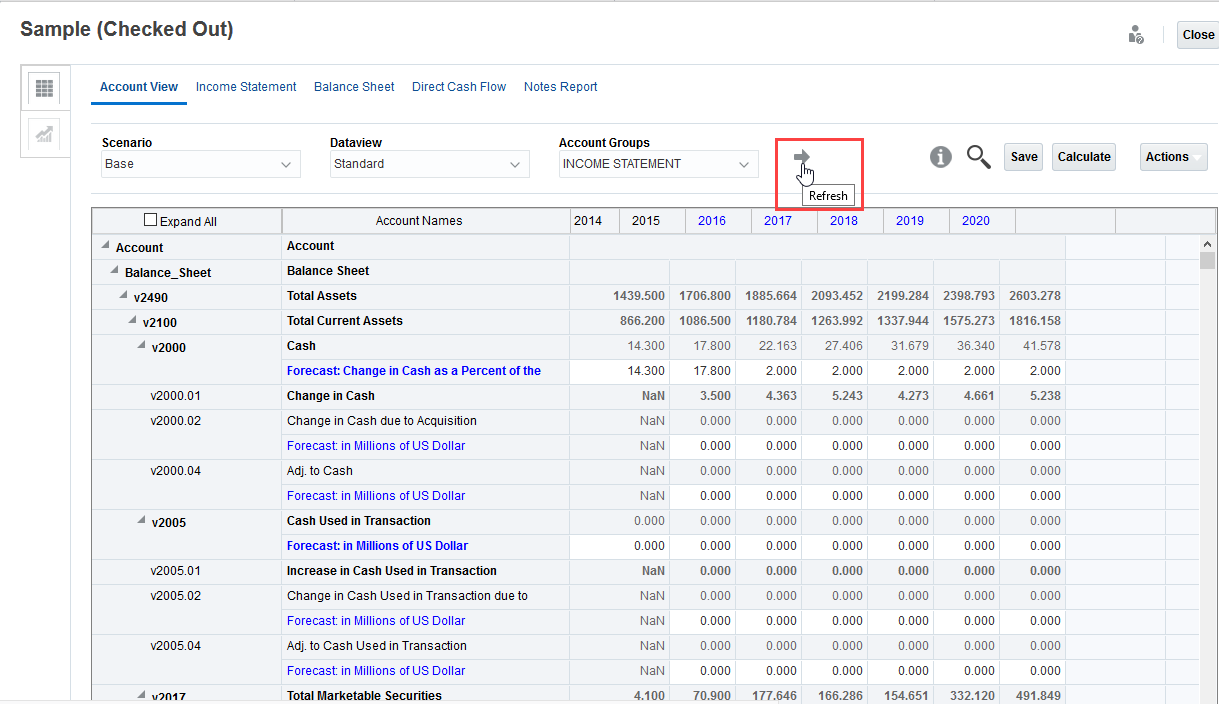 Refresh Account View