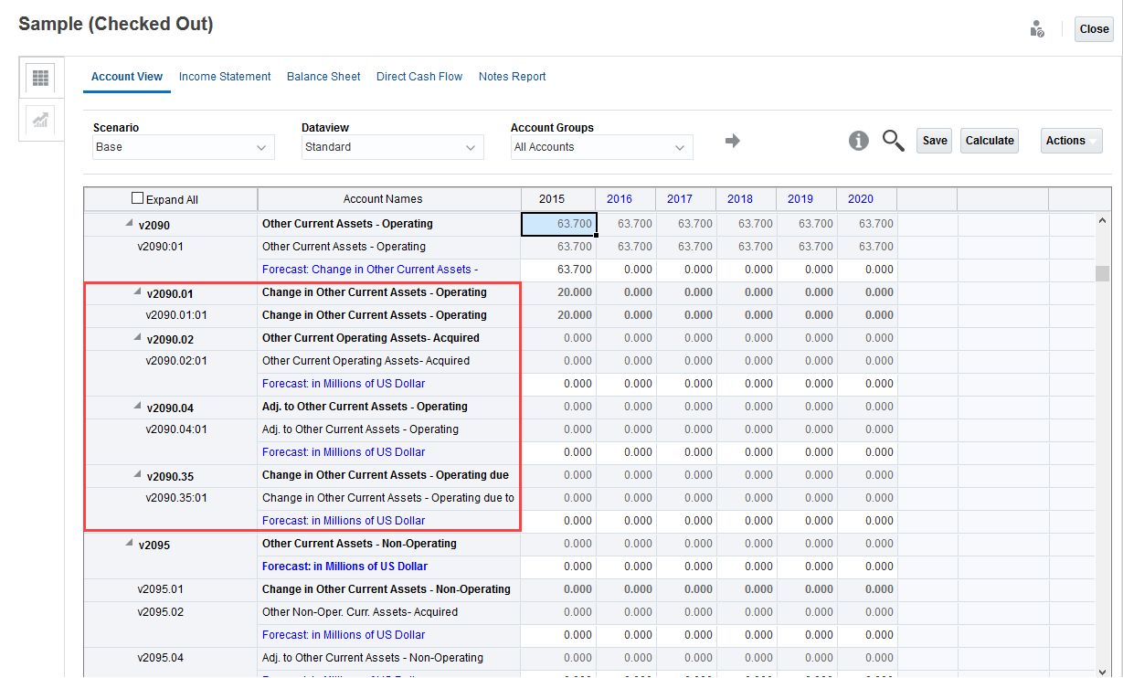 Each related account has a new subaccount