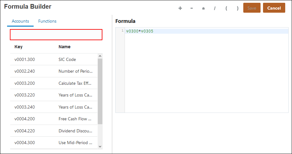 Formula Builder Dialog