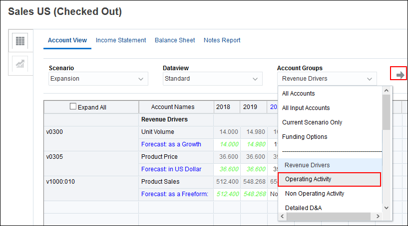 Select Operating Activity