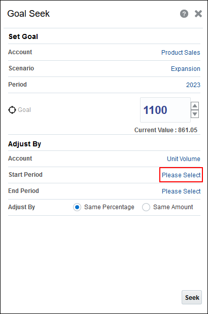 Goal Seek Select Period
