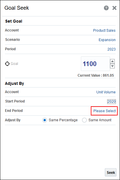 Goal Seek End Period