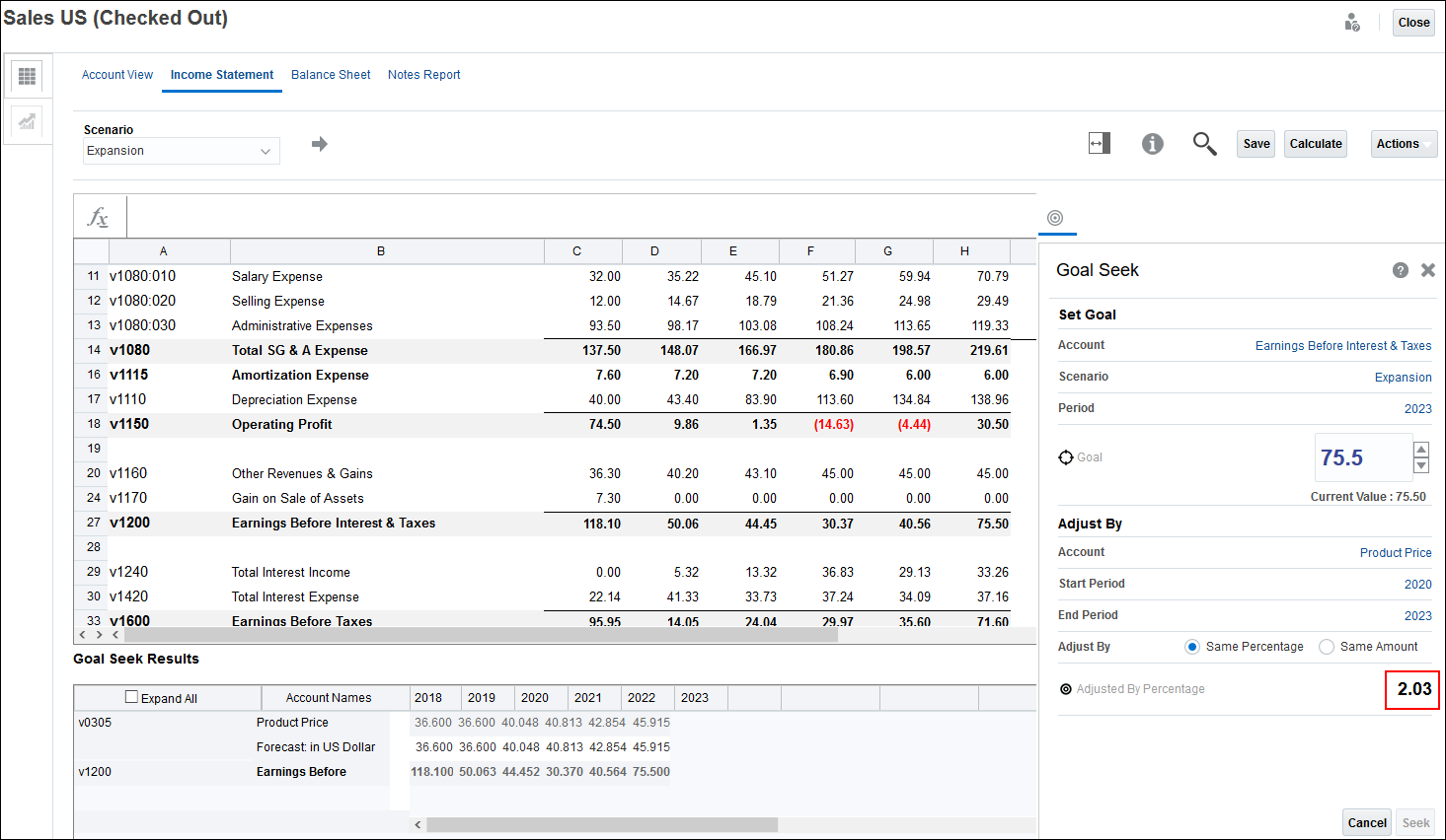 EBIT After Goal Seek