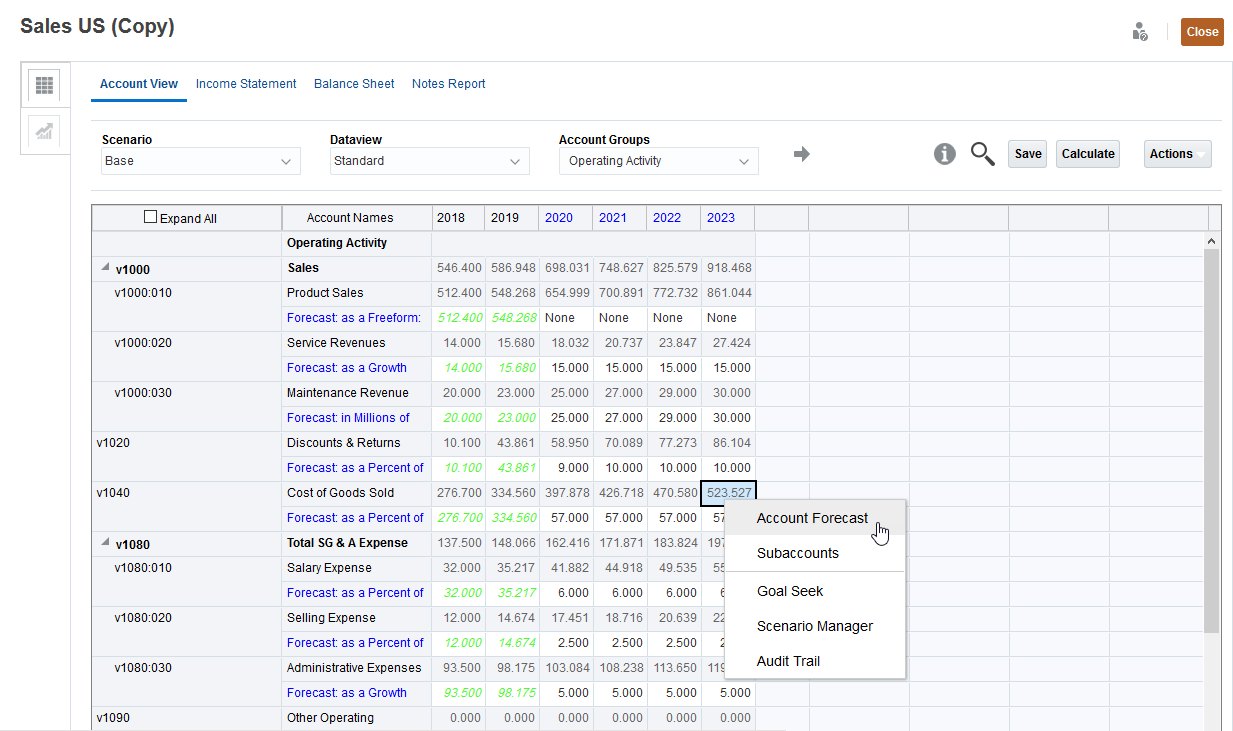 Select Account Forecast