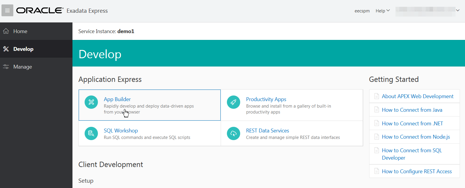 Exadata Express Develop