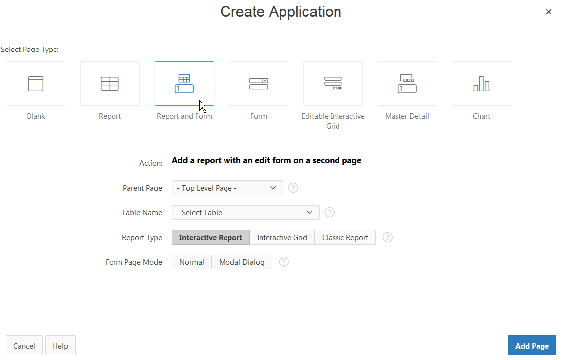 Create Application - Report and Form