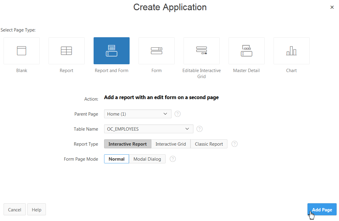 Create Application - Report and Form