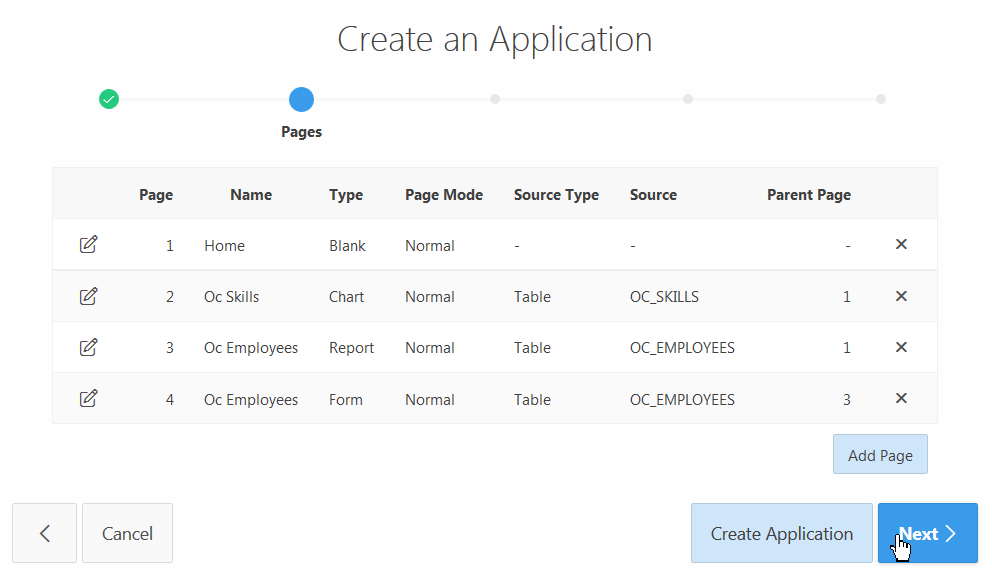 Create an Application - Pages