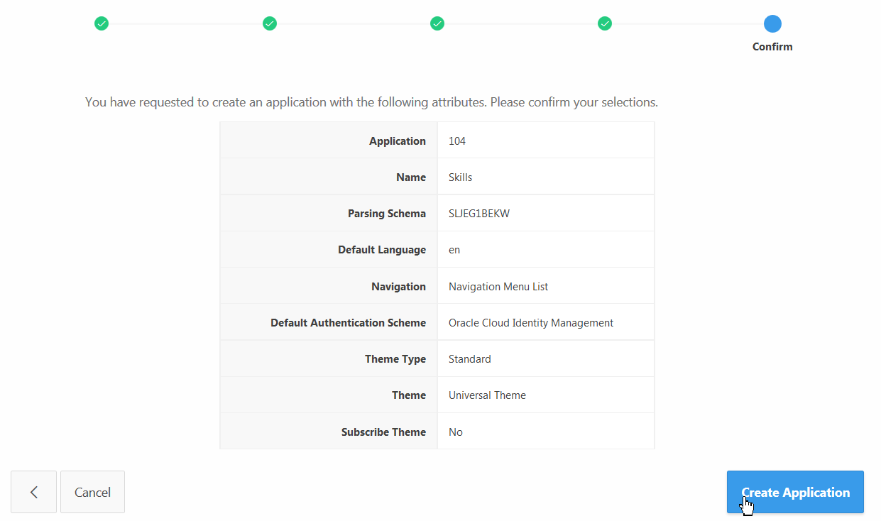 Create an Application - Confirm