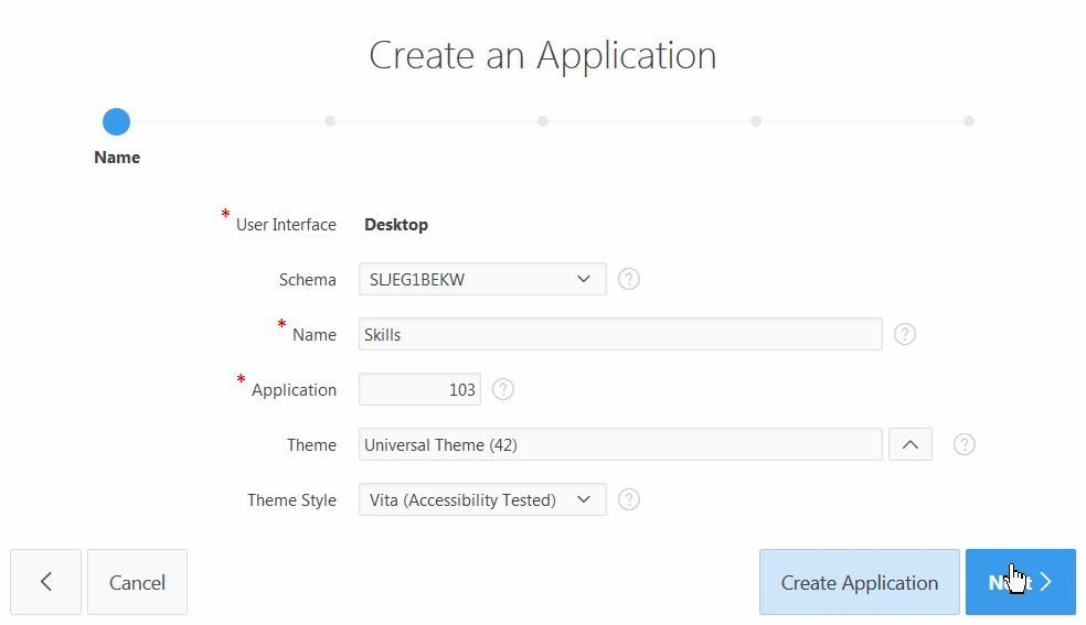 Create an Appliction - Name