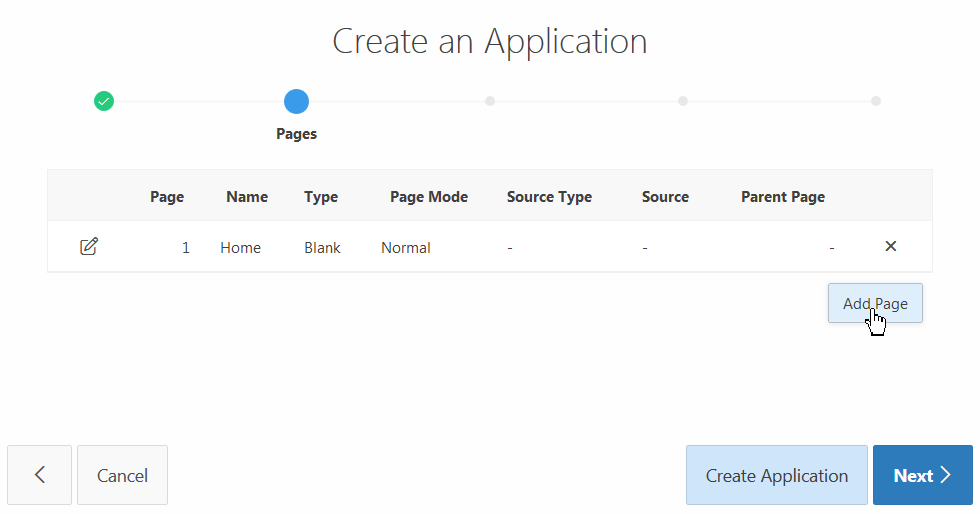 Create an Appliction - Pages