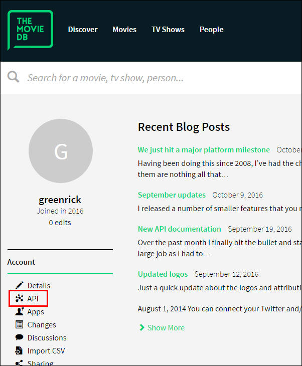 click the API link