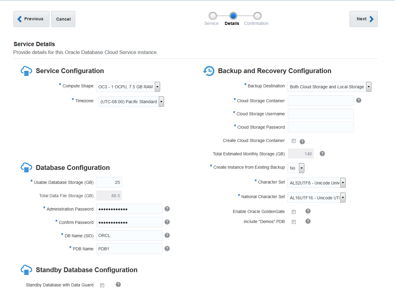 Configure database in Database Configuration section
