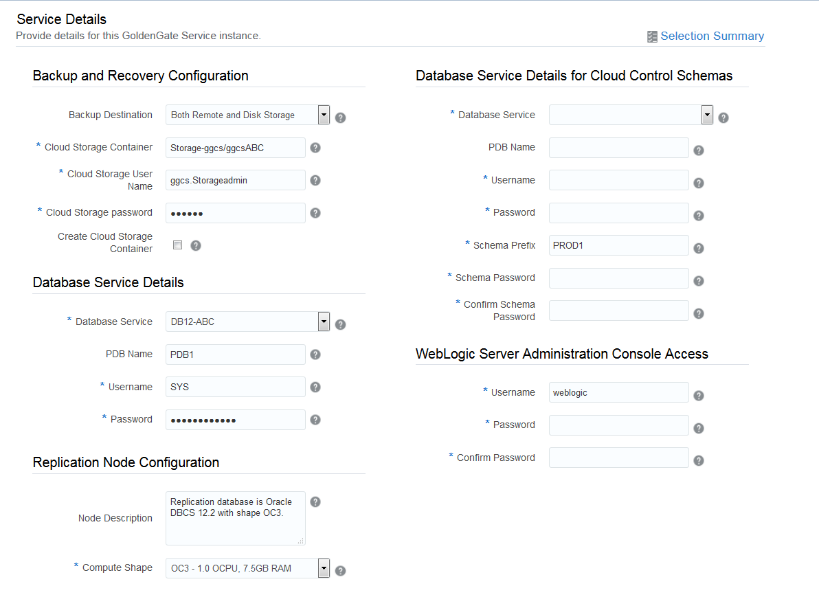 GoldenGate Replication Node Configuration