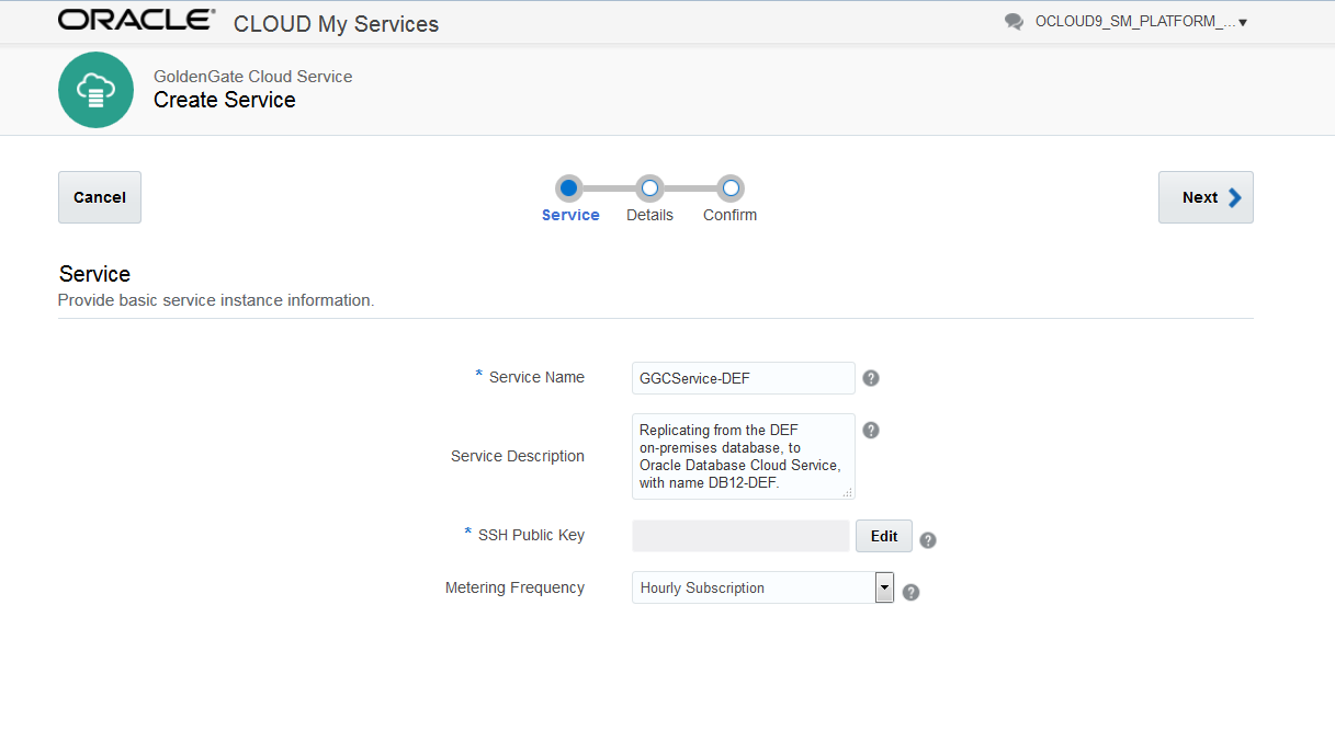 Click Edit for OS User Public Key Text field