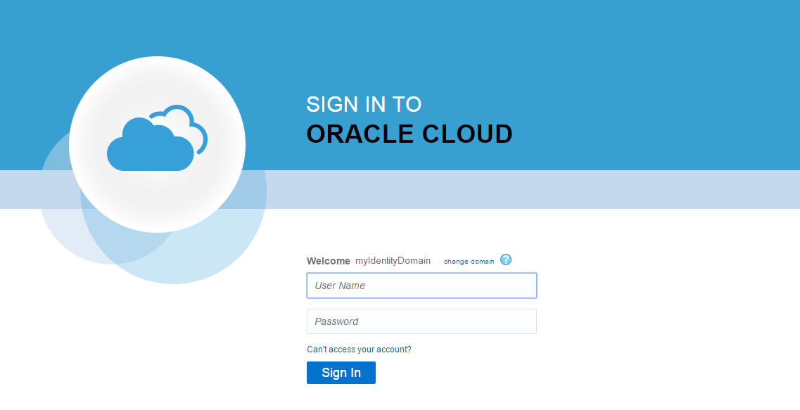 Enter Your Oracle Identity Domain