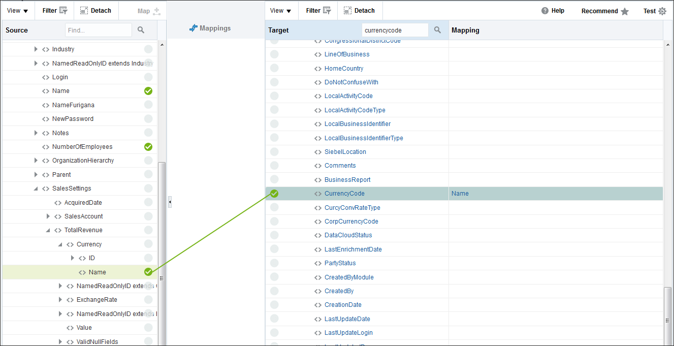 This image shows the mapper window with unmapped fields