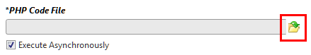 This image shows the PHP Code File text box and Browse button