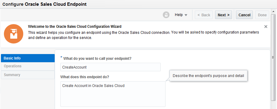 This image shows the wizard Basic Info page