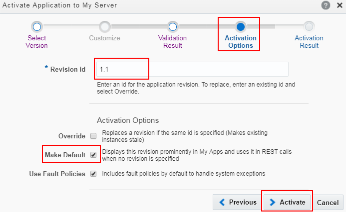 activation options