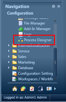 This image shows the Process Designer menu item