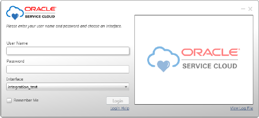 Screenshor that shows the RightNow console login screen