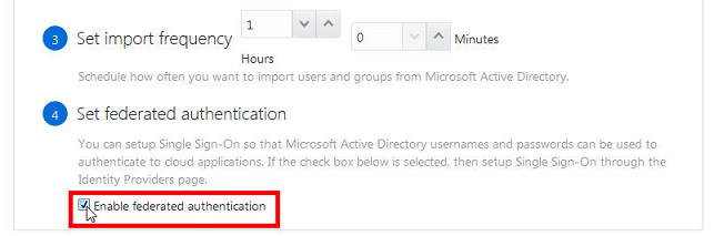Identity Bridge settings with the Federation option highlighted.