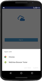 Sample application calling external browser chooser dialog