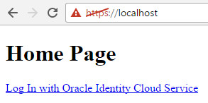 Application home page with SSL enabled