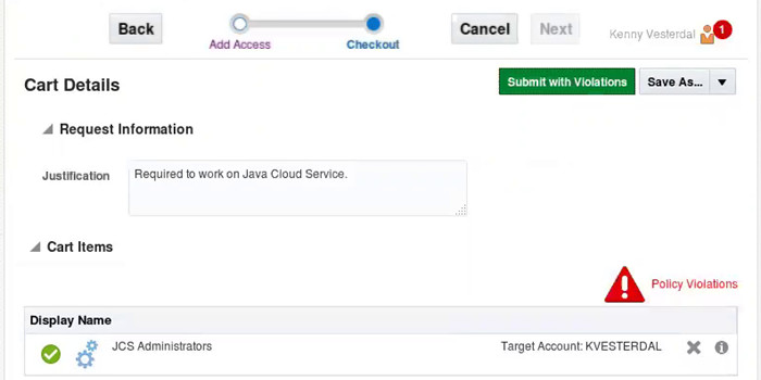 Policy Violations in the catalog checkout page
