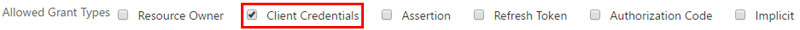 Allowed Grant Types with just Client Credentials selected