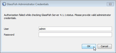 Glassfish credentials window