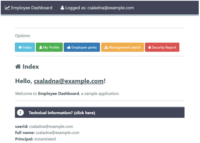 Employee Dashboard home page