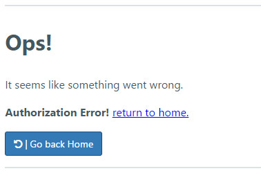 Employee Dashboard - Authorization Error page