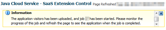 Java Cloud Services Control 
                message