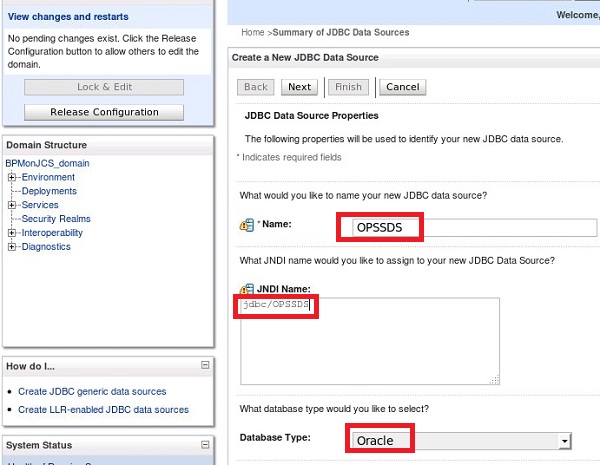 Create new JDBC Data Source screen