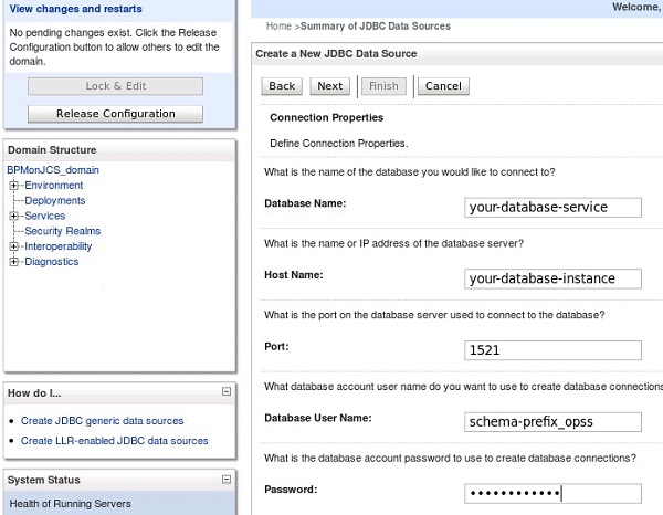 Create new JDBC Data Source screen
